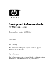 HP Pavilion zd7000 Startup and Reference Guide