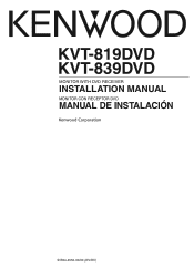Kenwood KVT-839DVD Installation Manual