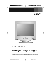 NEC FE992-BK MultiSync FE772/FE992 User Manual