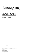 Lexmark X945 User Guide