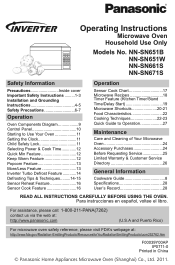 Panasonic NN-SN651 NN-SN671ST-RF Owner's Manual (English)