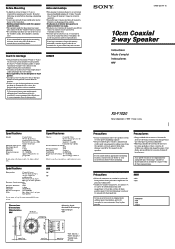 Sony XS-F1020 Instructions (English, Español, Français)
