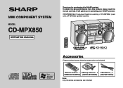 Sharp CD-MPX850 CD-MPX850 Operation Manual