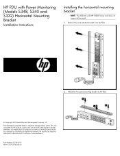 HP 22.1kVA HP PDU with Power Monitoring (Models S348, S340 and S332) Horizontal Mounting Bracket Installation Instructions