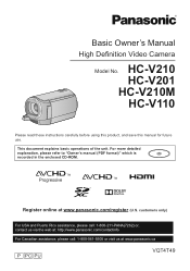 Panasonic HC-V210K Basic Owners Manual