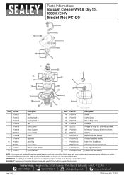 Sealey PC100 Parts Diagram