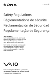 Sony SVS13A2APXS Safety - Safety Regulations