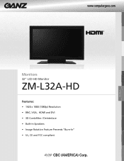 Ganz Security ZM-L32A-HD Specifications