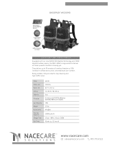 NaceCare RBV150NXH RBV 150NXH Latitude Backpack Vacuum Product Spec Sheet