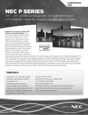 NEC P462-TMX4P P Series Specification Brochure