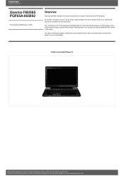 Toshiba F60 PQF65A-065002 Detailed Specs for Qosmio F60 PQF65A-065002 AU/NZ; English