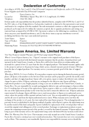 Epson PowerLite 99W Warranty Statement