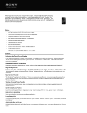 Sony NWZ-A865BLK Marketing Specifications (Black)