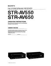 Sony STR-AV550 Operating Instructions
