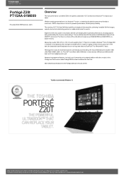 Toshiba Z20t PT15AA-01M009 Detailed Specs for Portege Z20t PT15AA-01M009 AU/NZ; English