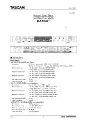 TASCAM MZ-123BT Specifications