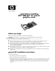 HP Workstation zx2000 ATI Fire GL X1 and Z1 Graphics Cards - Read Before Installing (335702-001)
