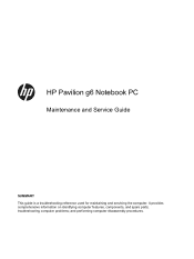 HP Pavilion g6-2100 HP Pavilion g6 Notebook PC - Maintenance and Service Guide