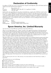 Epson PowerLite 1795F Warranty Statement