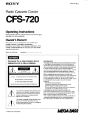 Sony CFS-720 Users Guide