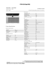 Frigidaire FFRA122WAE Product Specifications Sheet