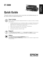 Epson ET-3600 Quick Guide and Warranty