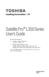 Toshiba Satellite Pro L350-S1001V Satellite Pro L350-S1001V (GMAD00186010_SatProL350_08May29) User Guide