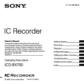 Sony ICD BX700 Operating Instructions