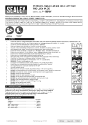 Sealey 1153SUV Instruction Manual