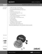Sony NW-E105PSBLU Marketing Specifications