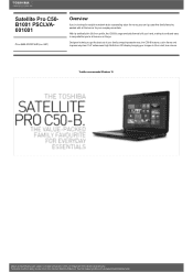 Toshiba C50 PSCLVA-001001 Detailed Specs for Satellite Pro C50 PSCLVA-001001 AU/NZ; English