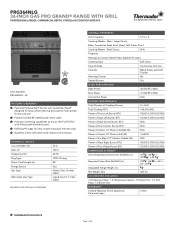 Thermador PRG364NLG Product Specs