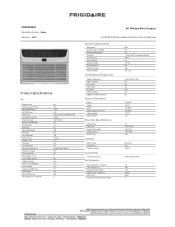 Frigidaire FFRA062ZA1 Product Specifications Sheet