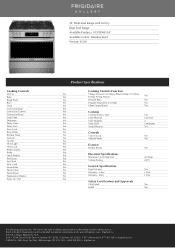 Frigidaire GCFD3661AF Product Specifications Sheet