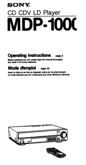 Sony MDP-1000 Operating Instructions