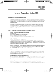 Lenovo 30221CU Lenovo Regulatory Notice (US)