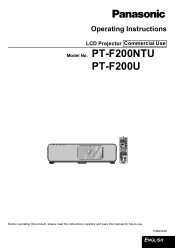 Panasonic PT-F200U Operating Instructions