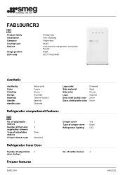 Smeg FAB10URCR3 Product sheet