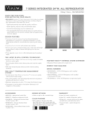 Viking 24inch Custom Panel Fully Integrated All Refrigerator Two-Page Specifications Sheet