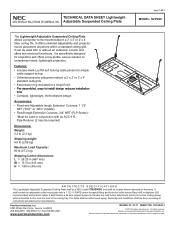 NEC NP-V260 Ceiling Plate Technical Data Sheet