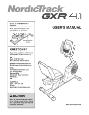NordicTrack Gxr4.1 Bike Uk Manual