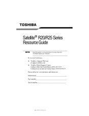 Toshiba Satellite R25 Resource Guide