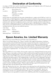 Epson VS350W Warranty Statement