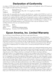 Epson PowerLite 575W Warranty Statement