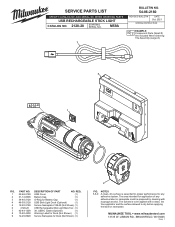 Milwaukee Tool REDLITHIUM USB Stick Light W/ Magnet Service Parts List