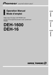 Pioneer DEH 1600 Owner's Manual