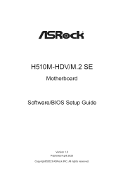 ASRock H510M-HDV/M.2 SE Software/BIOS Setup Guide