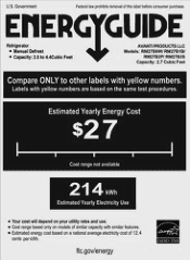 Avanti RM27B2P Energy Guide Label