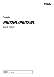 NEC NP-P502HL Users Manual