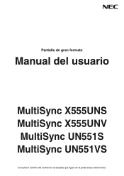 NEC UN551VS-TMX9P Users Manual - Spanish